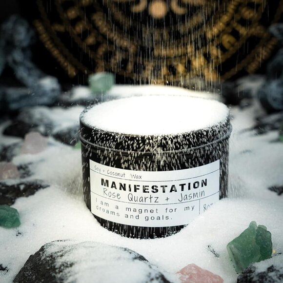 Crystal Soy Candles, Handmade Wishing Gifts, Wishing Law of Attraction MANIFEST - Picture 4 of 6